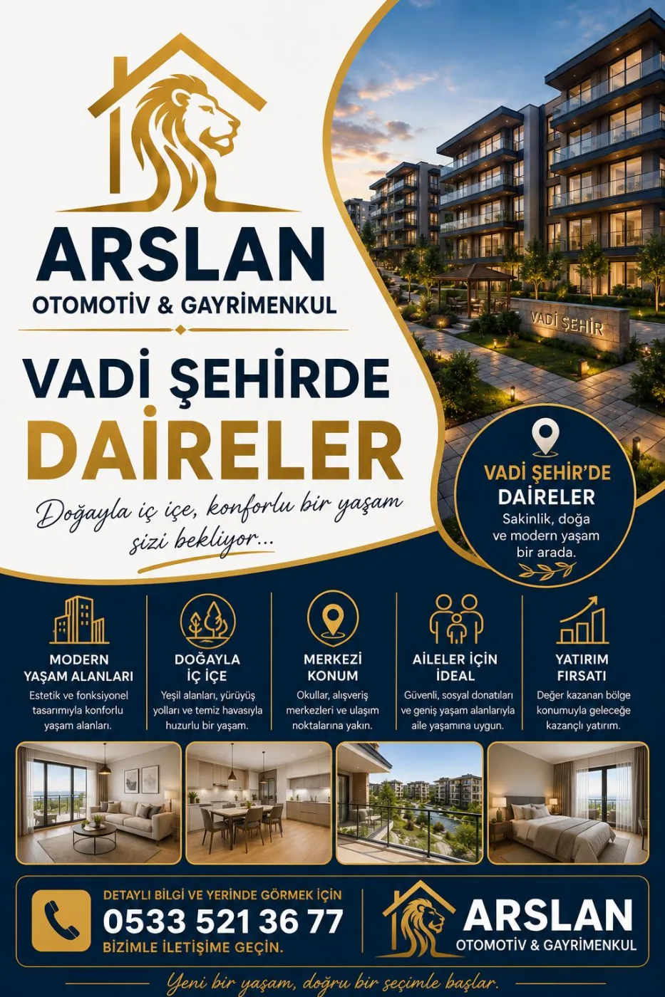 Vadi Şehir’de 2+1 Sıfır Daire ✨